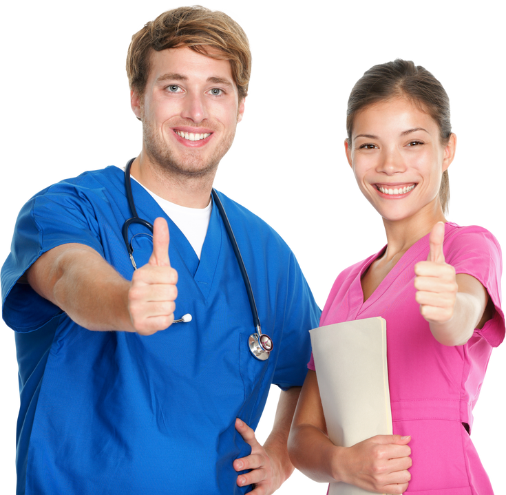 Nurse and Doctor Team Happy Thumbs up